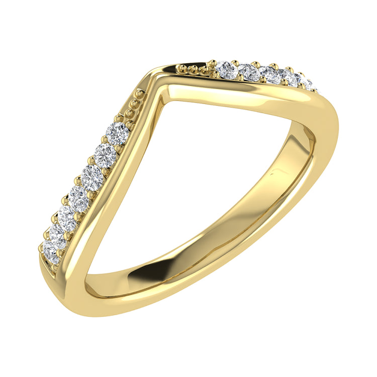 14K Yellow Gold 1/10 Ct.Tw. Diamond Chevron Band