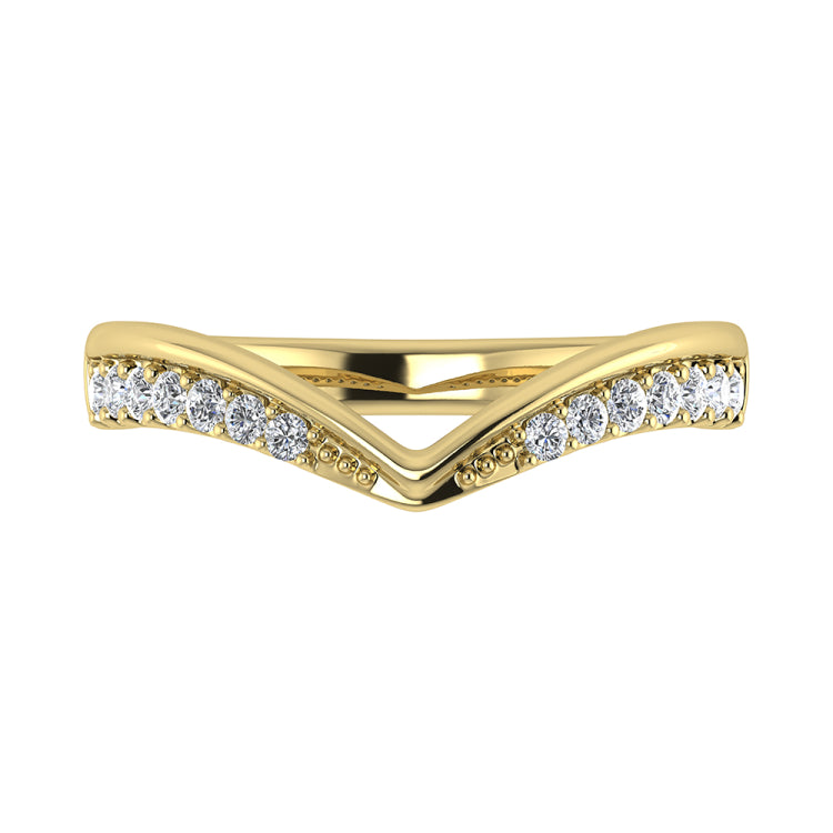14K Yellow Gold 1/10 Ct.Tw. Diamond Chevron Band