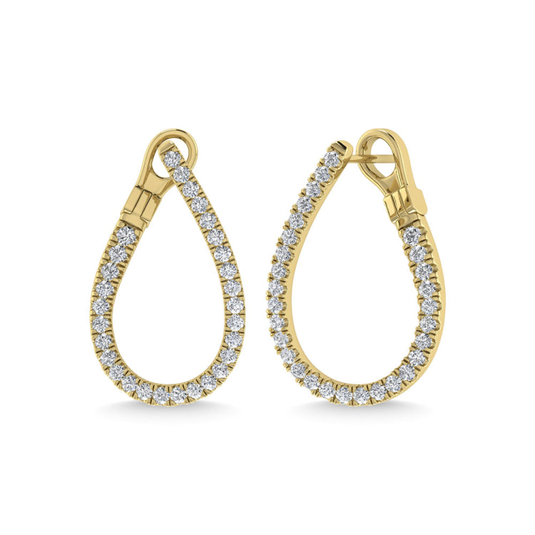 Diamond 1 Ct.Tw. Hoop Earrings in 14K Yellow Gold