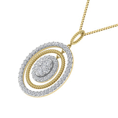 14K Yellow Gold 1 Ct.Tw. Round Diamond Oval Shape Pendant