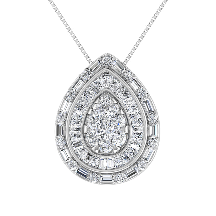 10K White Gold 3/4 Ct.Tw. Diamond Pear Shape Pendant