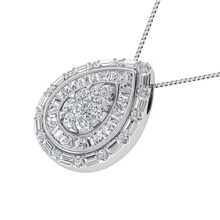 10K White Gold 3/4 Ct.Tw. Diamond Pear Shape Pendant