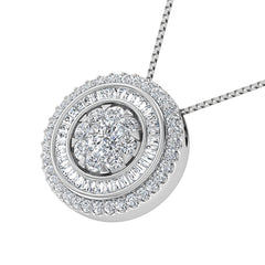 14K White Gold 3/4.Tw. Round and Tapper Diamond Invisible Pendant