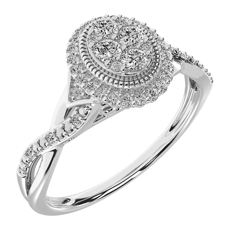 10K White Gold 1/5 Ct.Tw. Diamond Oval Shape Promise Ring