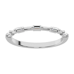 14K White Gold 1/10 Ct.Tw. Diamond Baguette Stack Bands