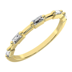 14K Yellow Gold 1/10 Ct.Tw. Diamond Baguette Stack Bands