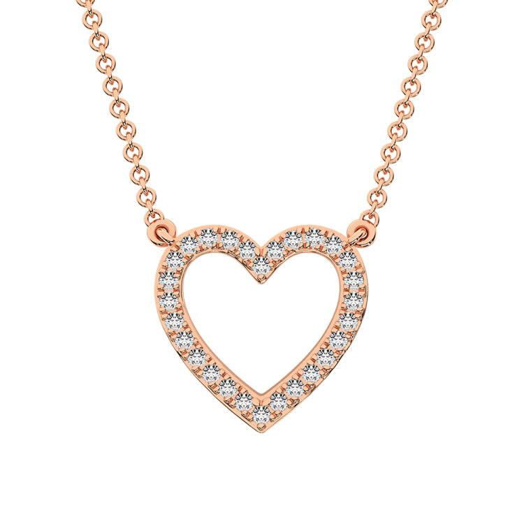 10K Rose Gold 1/4 Ct.Tw. Diamond Heart Necklace