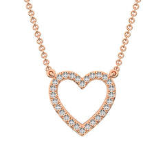 10K Rose Gold 1/4 Ct.Tw. Diamond Heart Necklace
