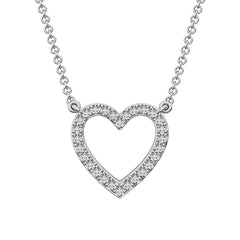 10K White Gold 1/4 Ct.Tw. Diamond Heart Necklace
