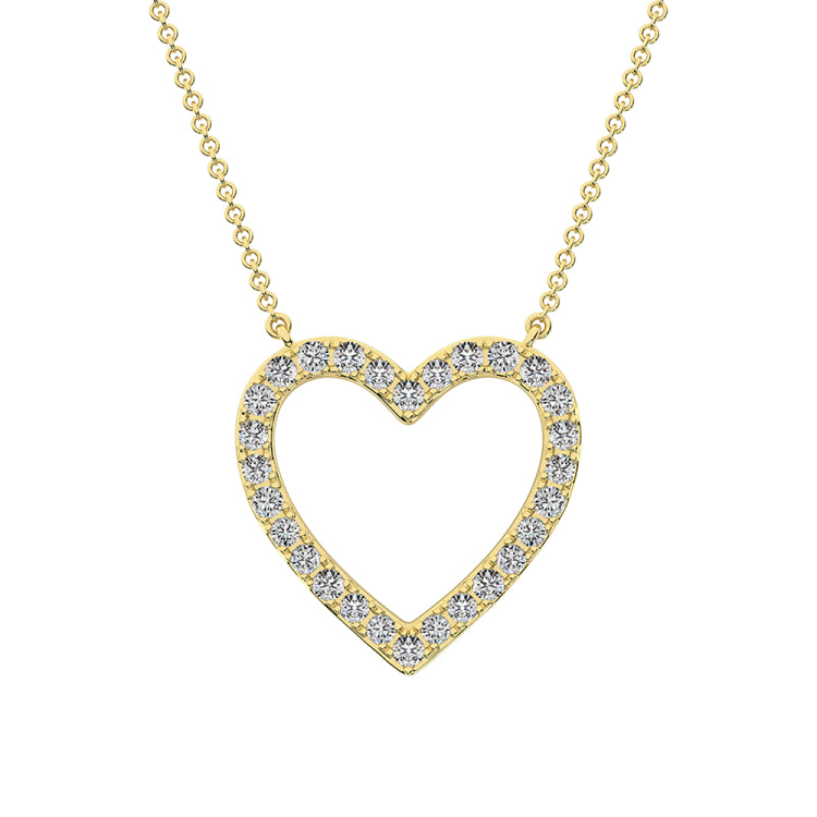 10K Yellow Gold 1/4 Ct.Tw. Diamond Heart Necklace