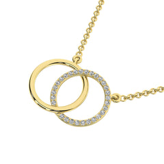 10K Yellow Gold 1/10 Ct.Tw. Diamond Interlinked Circle Necklace