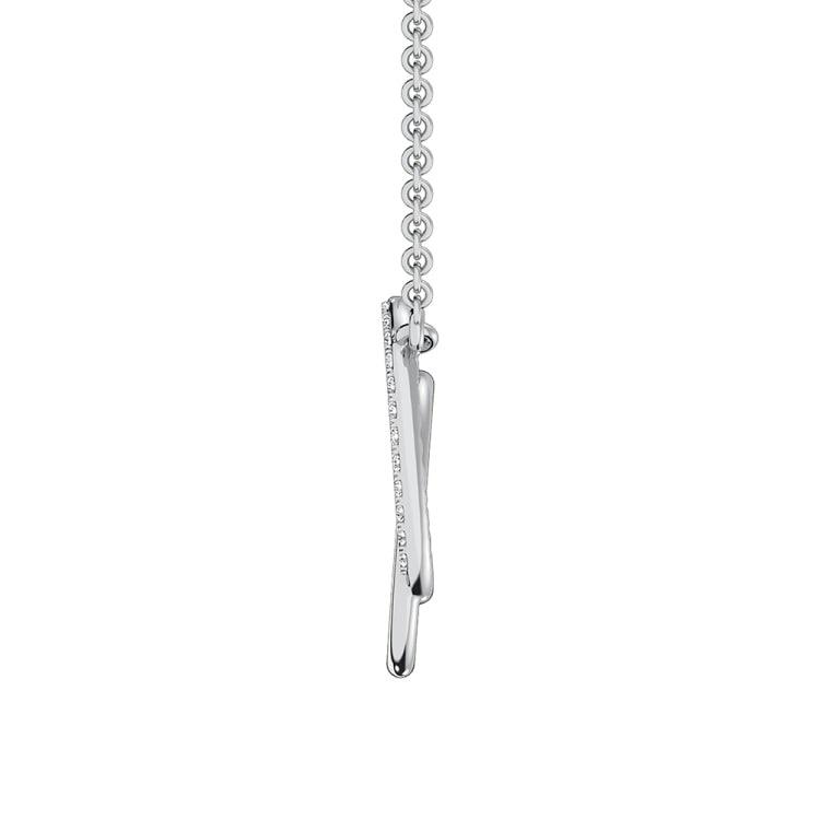 10K White Gold 1/10 Ct.Tw. Diamond Duel Oval Pendant