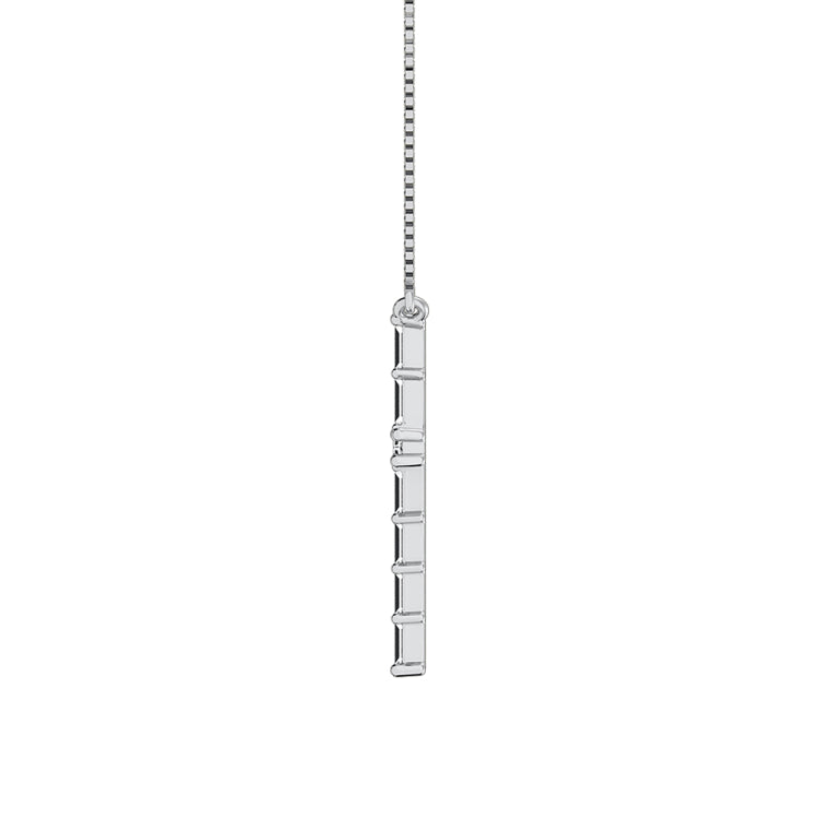 10K White Gold 1/4 Ct.Tw. Diamond Round and Baguette Cross Necklace