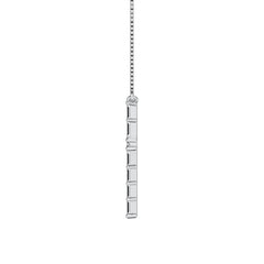 10K White Gold 1/4 Ct.Tw. Diamond Round and Baguette Cross Necklace