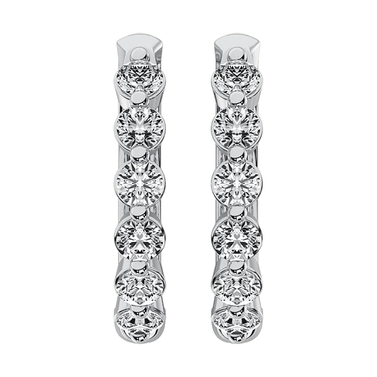 14K White Gold 1/2 Ct.Tw. Diamond Hoop Earrings