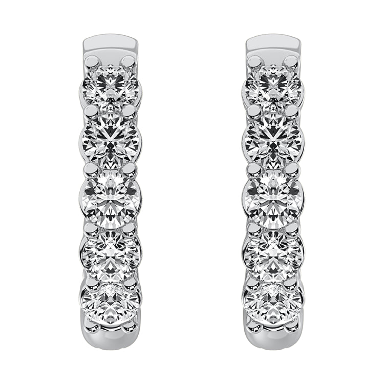 14K White Gold 1/2 Ct.Tw. Diamond Hoop Earrings