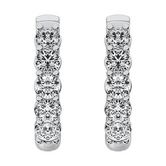 14K White Gold 1/2 Ct.Tw. Diamond Hoop Earrings