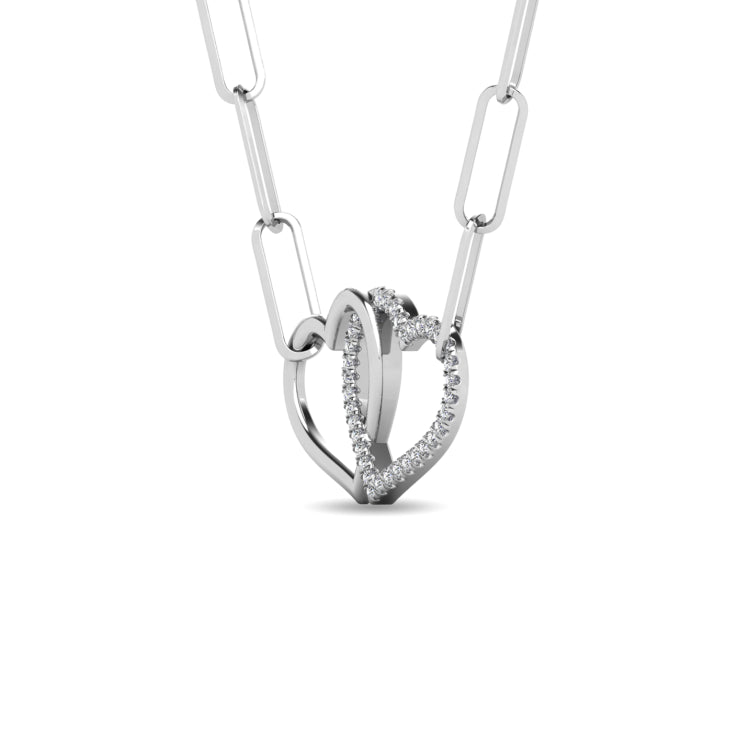 Diamond 1/20 Ct.Tw. Double Heart Pendant in 925 Silver