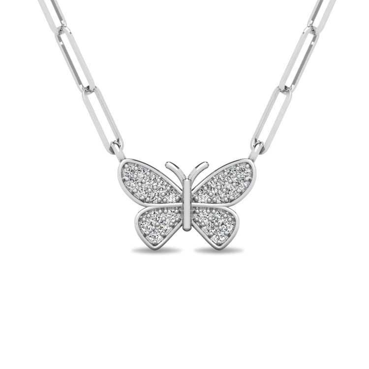 Diamond 1/10 Ct.Tw. Butterfly Pendant in 925 Silver
