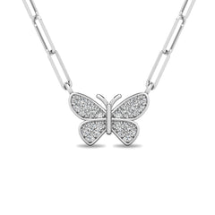 Diamond 1/10 Ct.Tw. Butterfly Pendant in 925 Silver