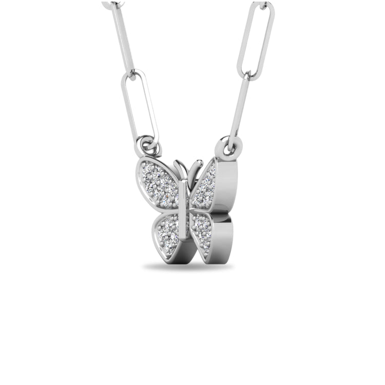 Diamond 1/10 Ct.Tw. Butterfly Pendant in 925 Silver