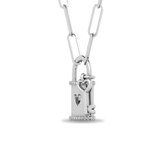Diamond 1/20 Ct.Tw. Lock Pendant in 925 Silver