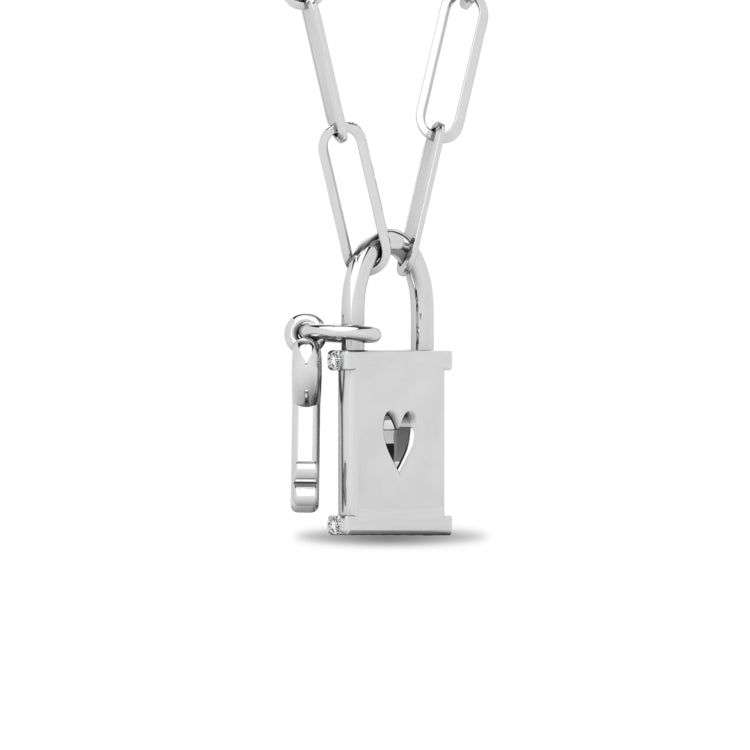 Diamond 1/20 Ct.Tw. Lock Pendant in 925 Silver