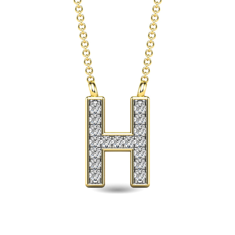 Diamond 1/20 Ct.Tw. Letter H Pendant in 10K Yellow Gold&quot;&quot;