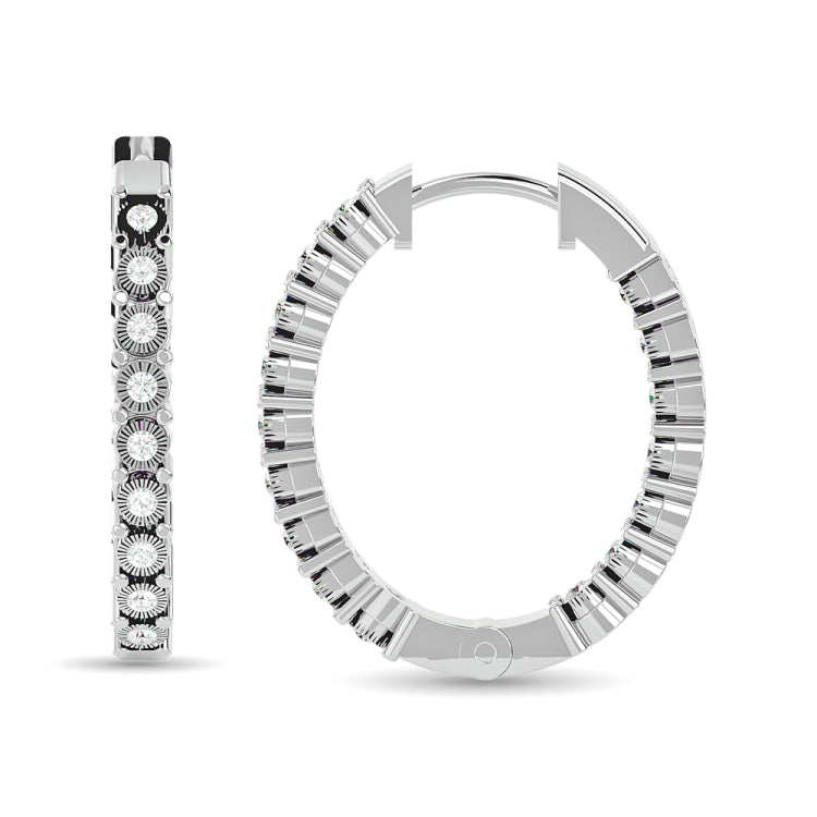 Diamond 1/5 ct tw Hoop Earrings in 10K White Gold