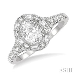 Oval Shape Semi-Mount Halo Diamond Engagement Ring