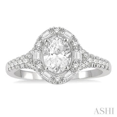 Oval Shape Semi-Mount Halo Diamond Engagement Ring