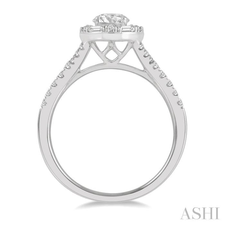 Oval Shape Semi-Mount Halo Diamond Engagement Ring