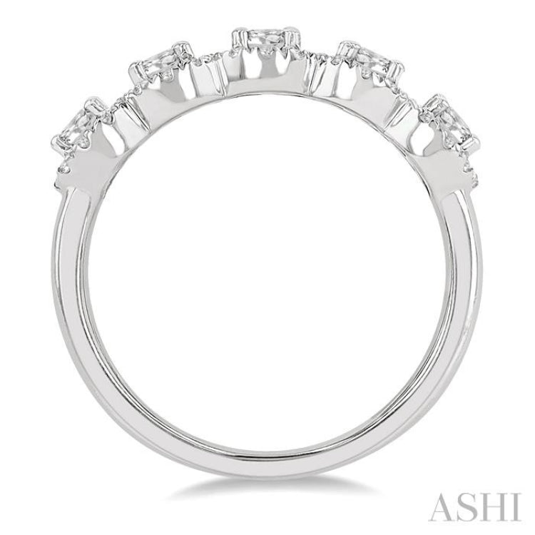 Round Shape 5 Stone Halo Diamond Wedding Band