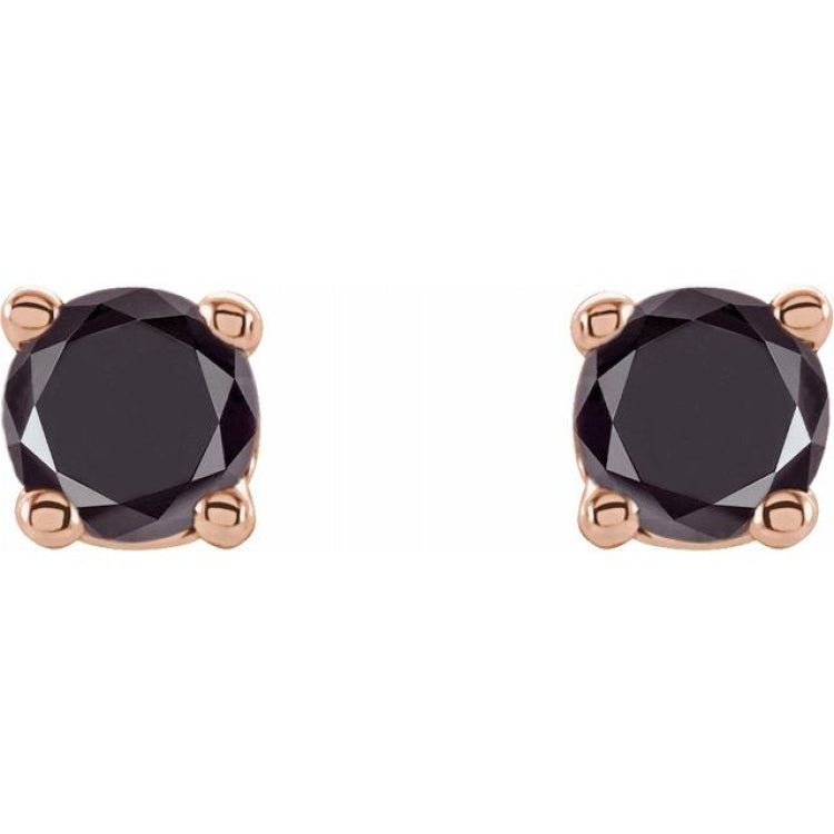 14K Rose 1/8 CTW Natural Black Diamond Stud Earrings