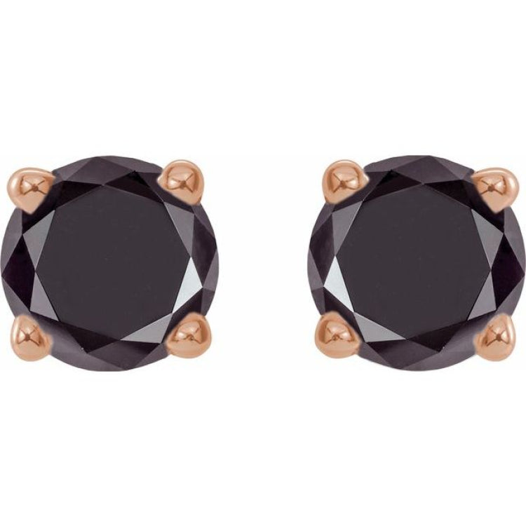 14K Rose 1/2 CTW Natural Black Diamond Earrings