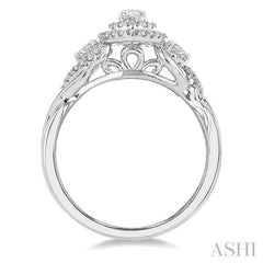 Marquise Shape Semi-Mount Halo Diamond Engagement Ring