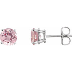 14K White 5 mm Natural Pink Morganite Earrings