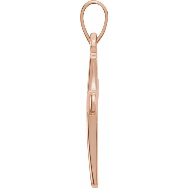 14K Rose Cross Pendant