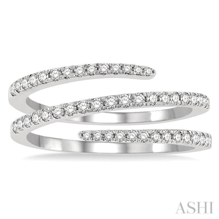 3/8 Ctw Open-End Round Cut Diamond Fashion Ring in 14K White Gold