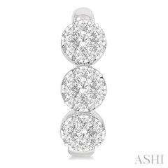 3/8 Ctw Lovebright Round Cut Diamond Half Hoop Earring in 14K White Gold