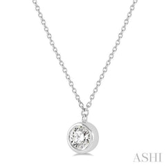 Round Shape Bezel Set Diamond Necklace