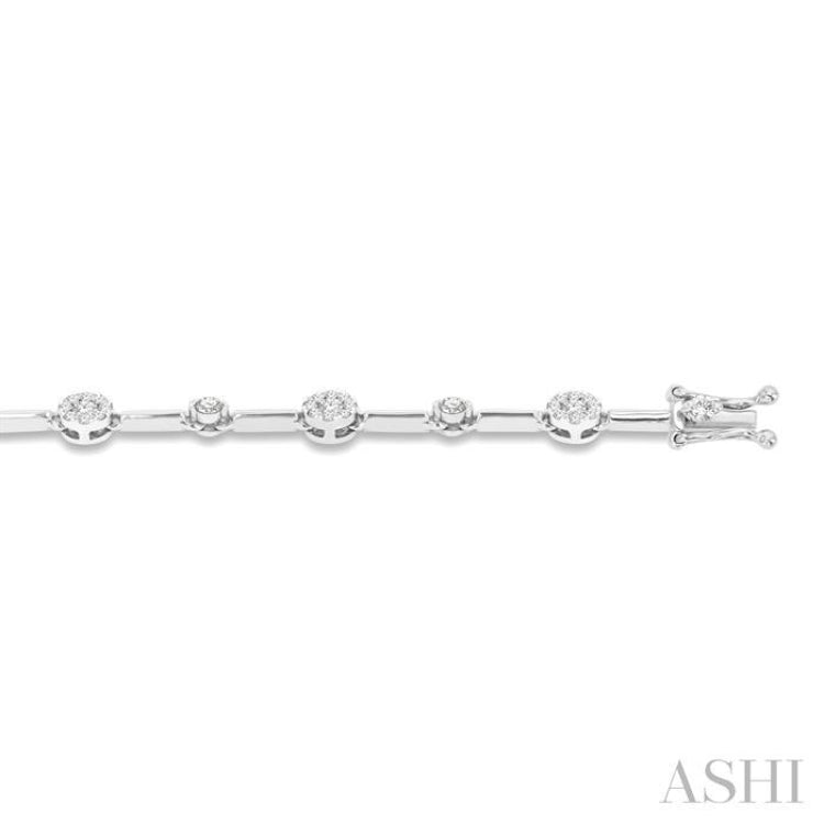 1 Ctw Lovebright Round Cut Diamond Bar Bracelet in 14K White Gold