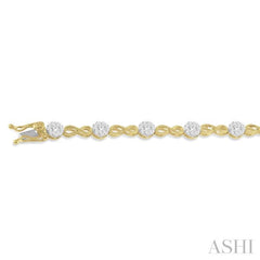 1 1/2 Ctw Circular Mount & Infinity Link Lovebright Round Cut Diamond Bracelet in 14K Yellow and White Gold