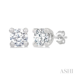 1/10 Ctw Round Cut Diamond Stud Earrings in 14K White Gold