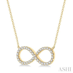 1/2 Ctw Round Cut Diamond Infinity Pendant With Chain in 14K Yellow Gold