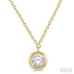 3/8 Ctw Round Cut Diamond Pendant With Chain in 14K Yellow Gold