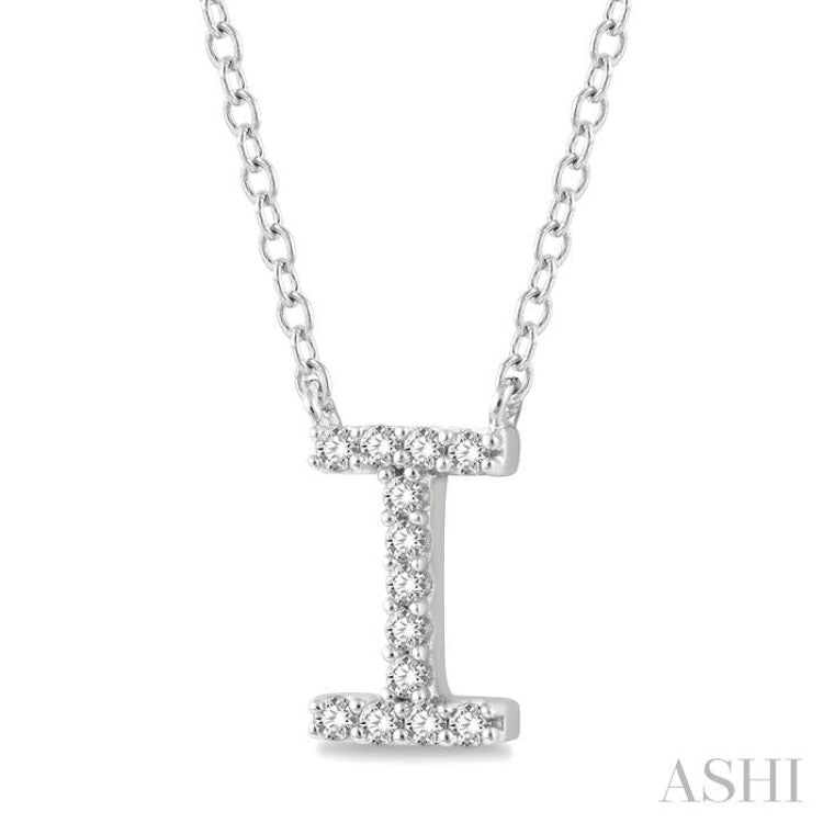 Block 'I' Initial Diamond Pendant