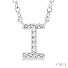 Block 'I' Initial Diamond Pendant