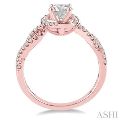 Round Shape Semi-Mount Halo Diamond Engagement Ring