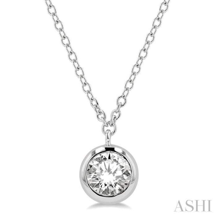 Round Shape Bezel Set Diamond Necklace